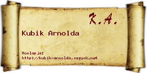 Kubik Arnolda névjegykártya